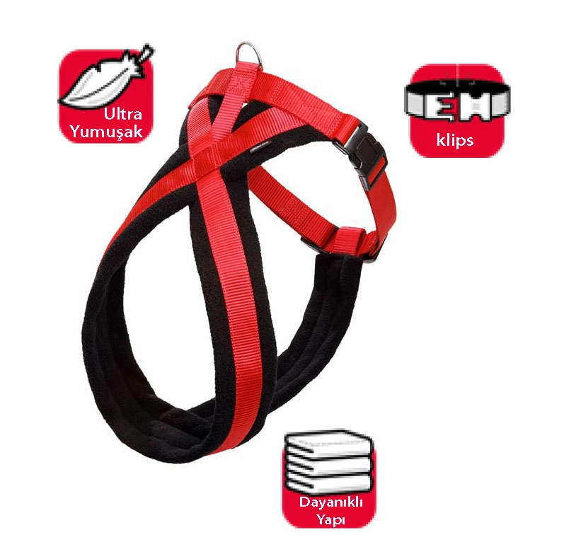 Karlıe Yumuşak Göğüs Tasma 48-55cm Siyah-kırmızı - 1