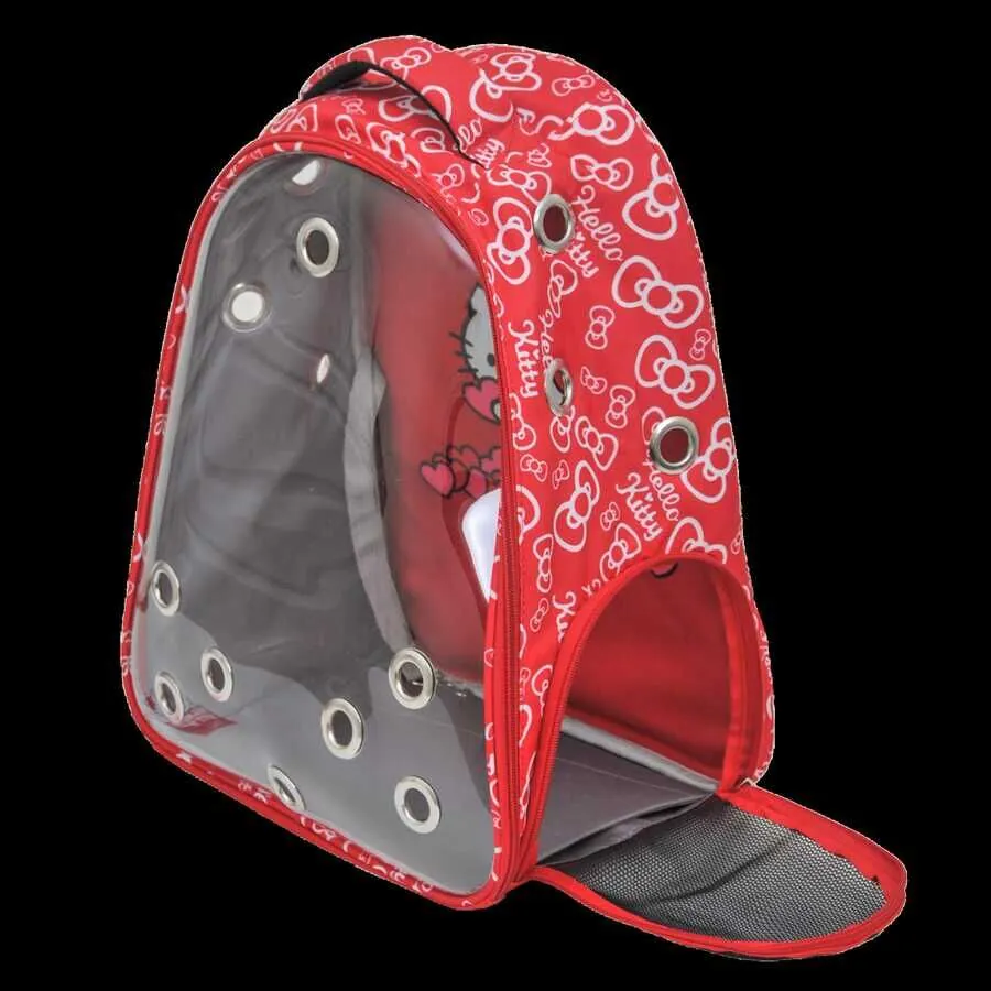 Hello Kitty Şeffaf Kedi Taşıma Çantası Kırmızı - 3