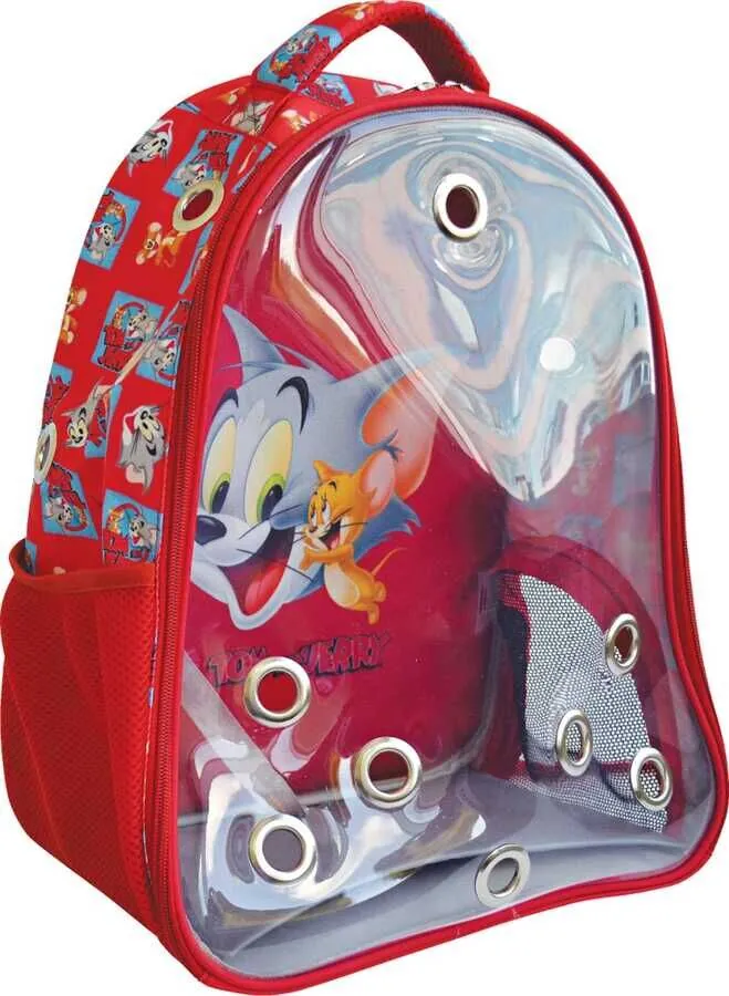 Tom And Jerry Şeffaf Kedi Taşıma Çantası Kırmızı - 1