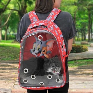 Tom And Jerry Şeffaf Kedi Taşıma Çantası Kırmızı - 4