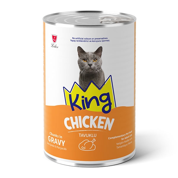 King Sos İçerisinde Et Parçacıklı Tavuklu Kedi Yaş Maması 400 gr - 1