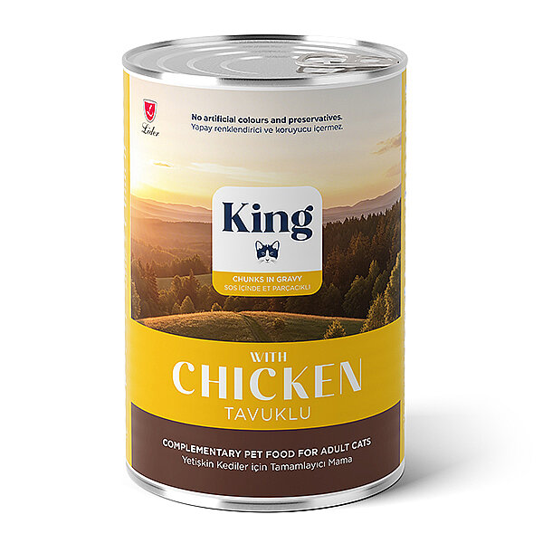 King Sos İçerisinde Et Parçacıklı Tavuklu Kedi Yaş Maması 400 gr - 1