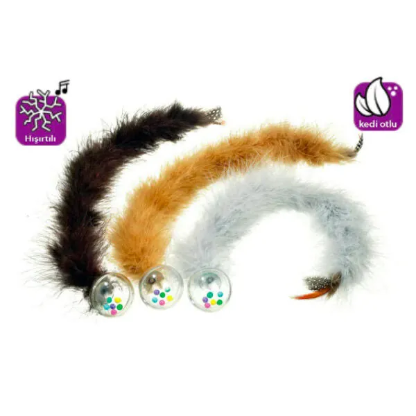 Karlie Kuyruklu Çıngıraklı Kedi Otlu Top Kedi Oyuncağı 45 cm - 1