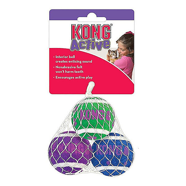 Kong Active Zilli Tenis Topu Kedi Oyuncağı 3'lü
