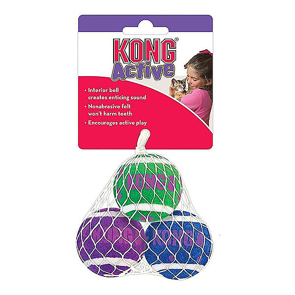 Kong Active Zilli Tenis Topu Kedi Oyuncağı 3'lü - 1