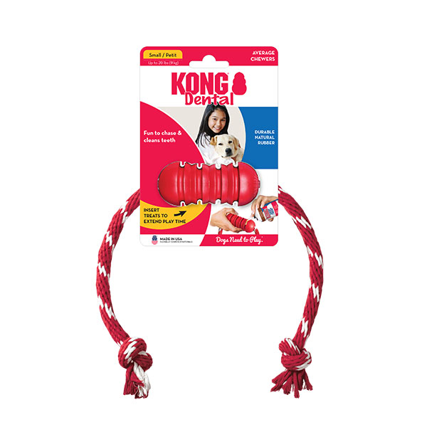 Kong Dental Diş Temizliği Sağlayan İp Sallantılı Köpek Oyuncağı S - 1