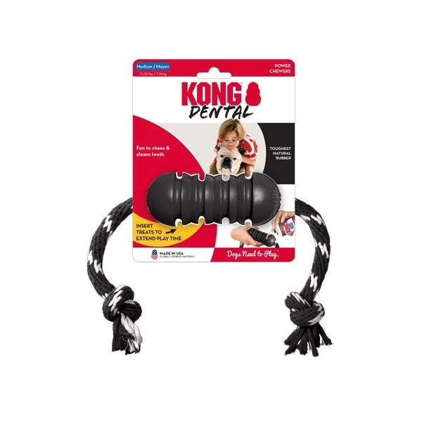 KONG Extreme Dental Diş Temizliği Sağlayan İp Sallantılı Köpek Oyuncağı Ultra Sert M - 1