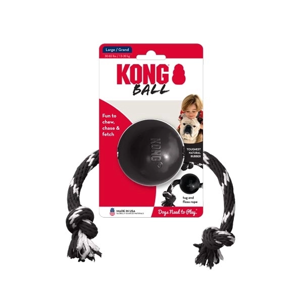 KONG Extreme Top Şeklinde Sesli ve İp Sallantılı Köpek Oyuncağı Ultra Sert L - 1