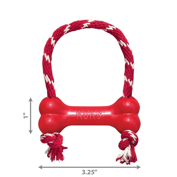 KONG Goodie Bone Kemik Şeklinde İp Sallantılı Çok Amaçlı Köpek Oyuncağı XS - 2