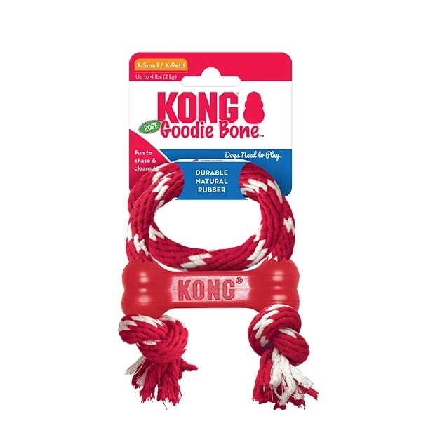 KONG Goodie Bone Kemik Şeklinde İp Sallantılı Çok Amaçlı Köpek Oyuncağı XS - 1