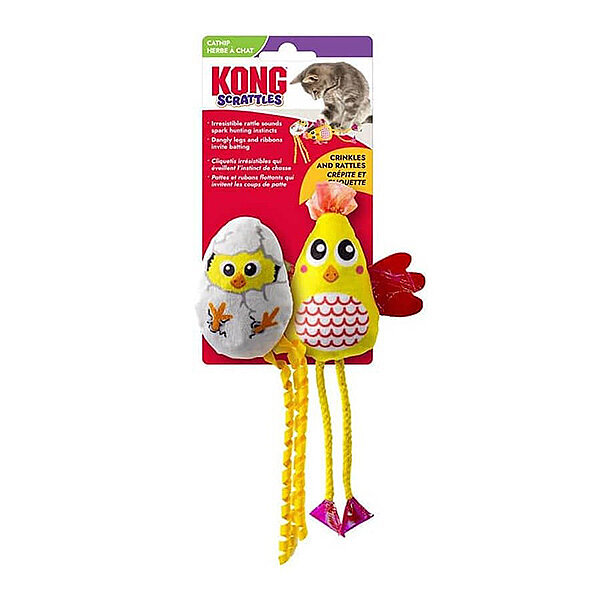 Kong Scrattles Peluş Tavuk Kedi Oyuncağı 2'Li