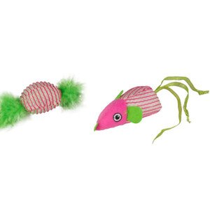 Flamingo 2'li Sesli Kumaş Fare Kedi Oyuncağı 9x5cm - 2