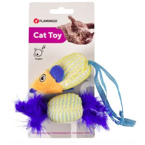 Flamingo 2'li Sesli Kumaş Fare Kedi Oyuncağı 9x5cm