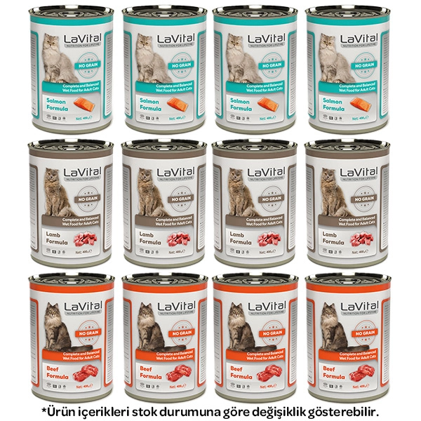 La Vital Karışık Kedi Yaş Maması 400 gr X 12 Adet - 1