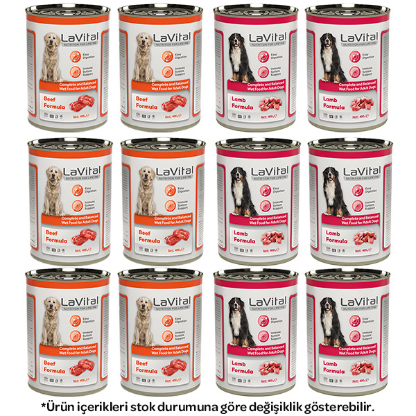 La Vital Karışık Köpek Yaş Maması 400 gr X 12 Adet - 1