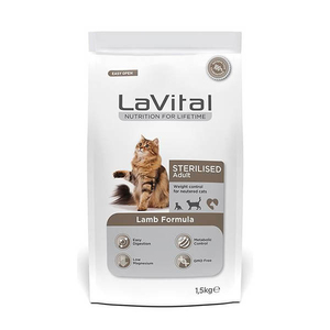 LaVital Kuzu Etli Kısırlaştırılmış Yetişkin Kuru Kedi Maması 1,5 kg