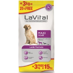 LaVital Kuzu Etli Büyük Irk Yetişkin Kuru Köpek Maması 12+3 kg