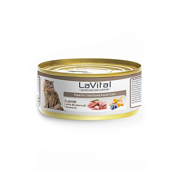 La Vital Kuzu Etli, Yabanmersini ve Zerdeçallı Sterilised Yetişkin Kedi Konservesi 85 Gr