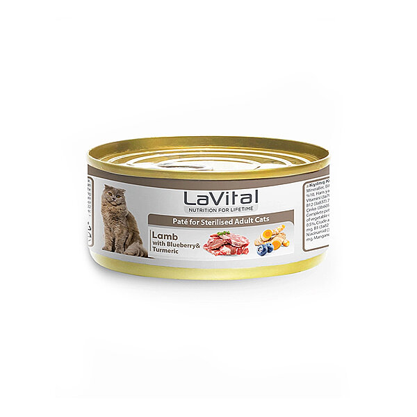 LaVital Kuzu Etli, Yaban Mersinli ve Zerdeçallı Kısırlaştırılmış Yetişkin Yaş Kedi Maması 85 g - 1