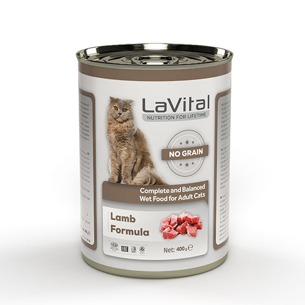 LaVital Kuzu Etli Tahılsız Ezme Yetişkin Yaş Kedi Maması 400 g - 1