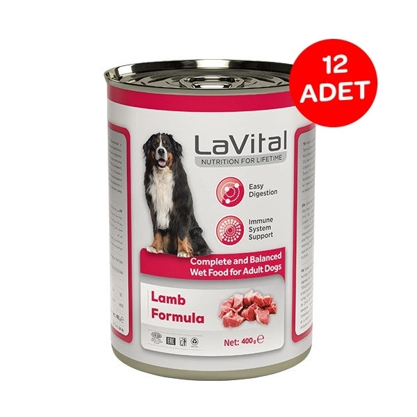 La Vital Kuzu Etli Yaş Köpek Maması 400 GR X 12 Adet - 1