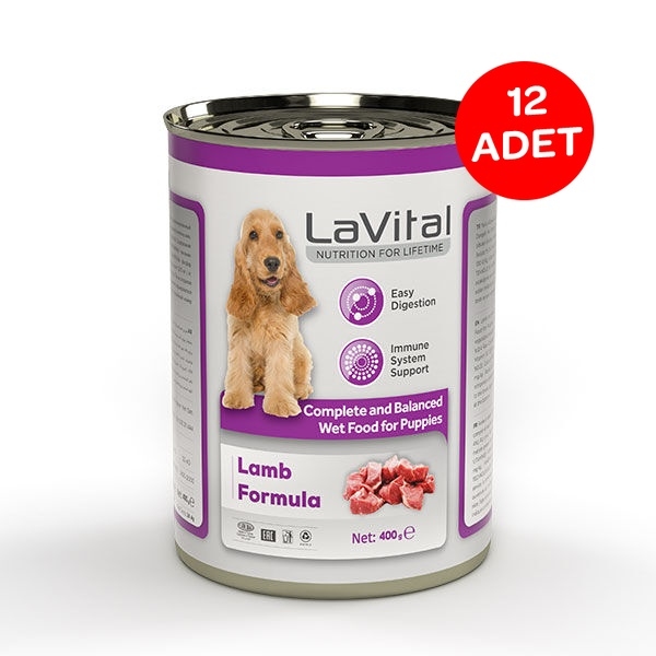 La Vital Kuzu Etli Yavru Köpek Yaş Maması 400 GR X 12 Adet - 1