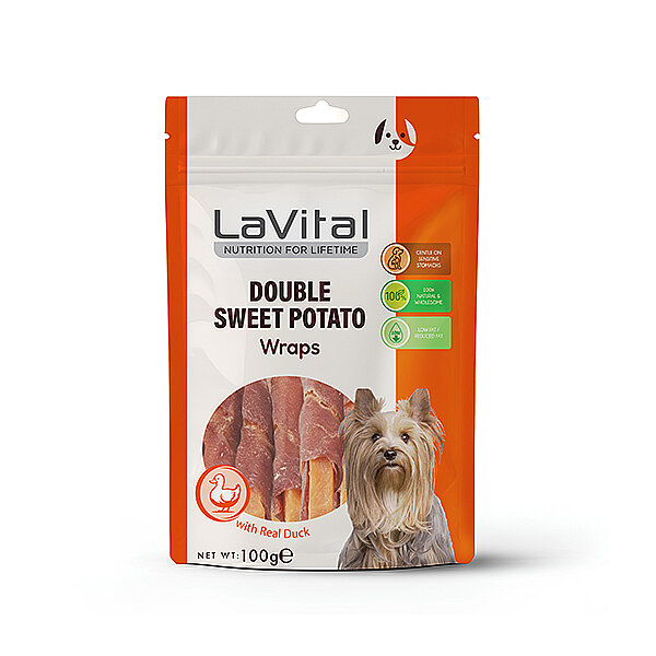 La Vital Ördek Eti Sarılı Tatlı Patates Çubuk Köpek Ödül Maması Köpek Ödül Maması 100 Gr - 1