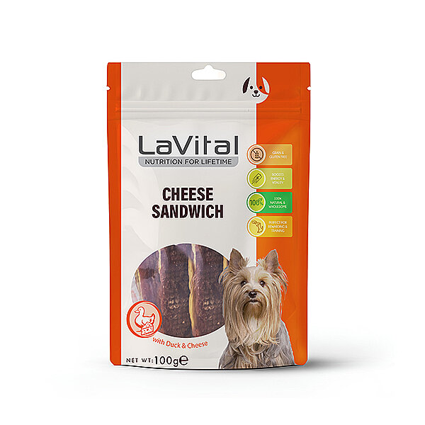 LaVital Ördek Etli ve Peynirli Sandviç Köpek Ödül Maması 100 g