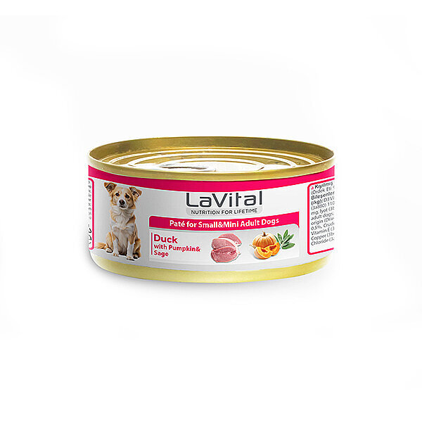 La Vital Ördekli, Balkabaklı ve Adaçaylı Mini Irk Yetişkin Köpek Konservesi 85 Gr