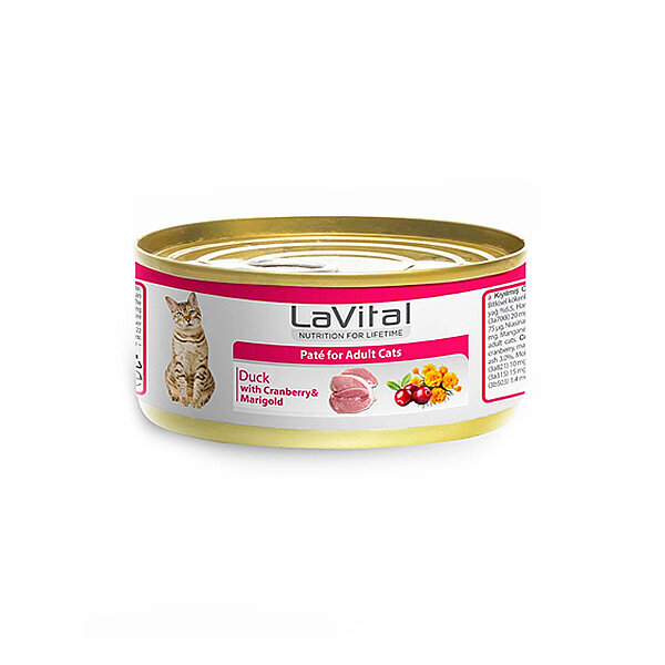 La Vital Ördekli, Kızılcık ve Kadife Çiçekli Yetişkin Kedi Konservesi 85 Gr