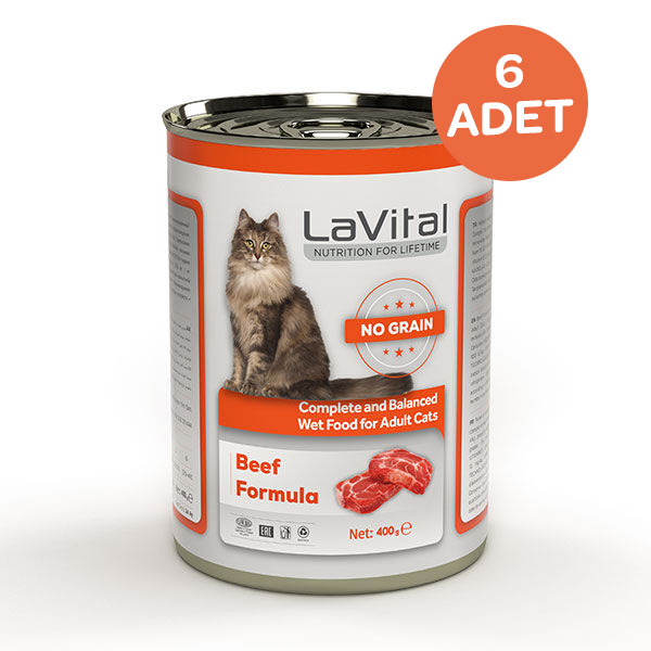 La Vital Sığır Etli Yaş Kedi Maması 400 Gr x 6 Adet - 1