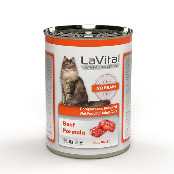 LaVital Sığır Etli Tahılsız Ezme Yetişkin Yaş Kedi Maması 400 g - 1