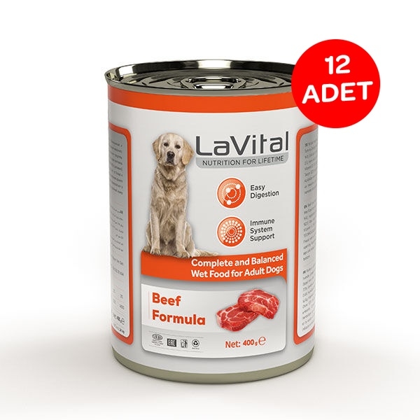 LaVital Sığır Etli Ezme Yetişkin Yaş Köpek Maması 400 g x 12 Adet - 1