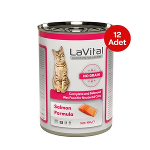 La Vital Somonlu Kısırlaştırılmış Yaş Kedi Maması 400 GR X 12 Adet
