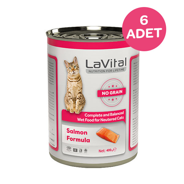 La Vital Somonlu Kısırlaştırılmış Yaş Kedi Maması 400 Gr x 6 Adet - 1