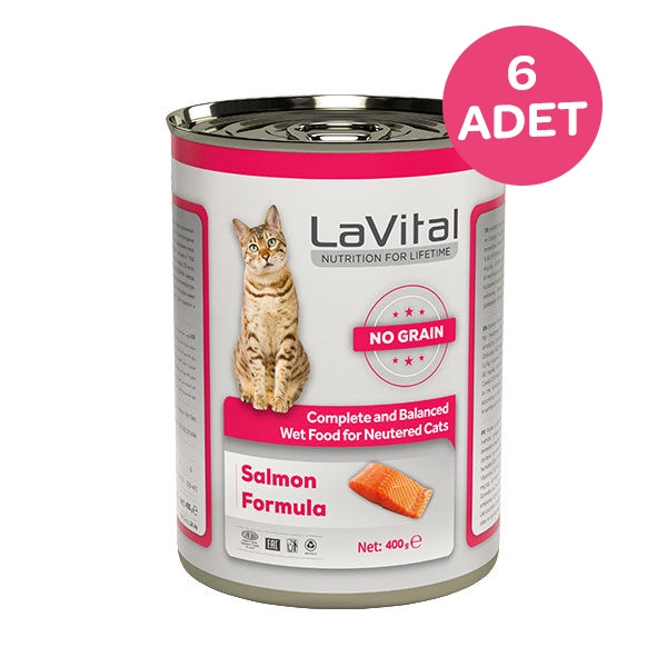 La Vital Somonlu Kısırlaştırılmış Yaş Kedi Maması 400 Gr x 6 Adet - 1