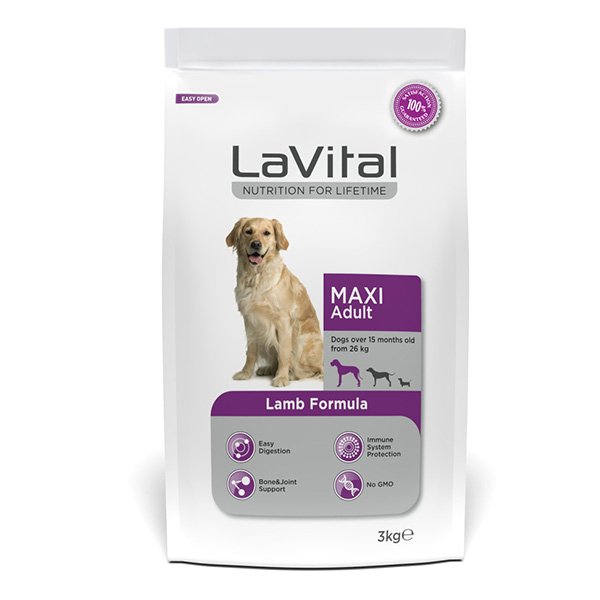 LaVital Büyük Irk Yetişkin Kuru Köpek Maması (Maxi Adult) Kuzu Etli 3 Kg - 1