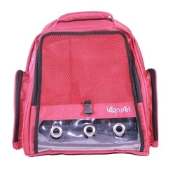 Leon Pet Sırt Çantası Şeffaf Lux Kırmızı