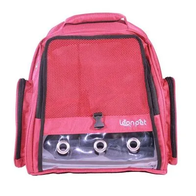 Leon Pet Sırt Çantası Şeffaf Lux Kırmızı - 1