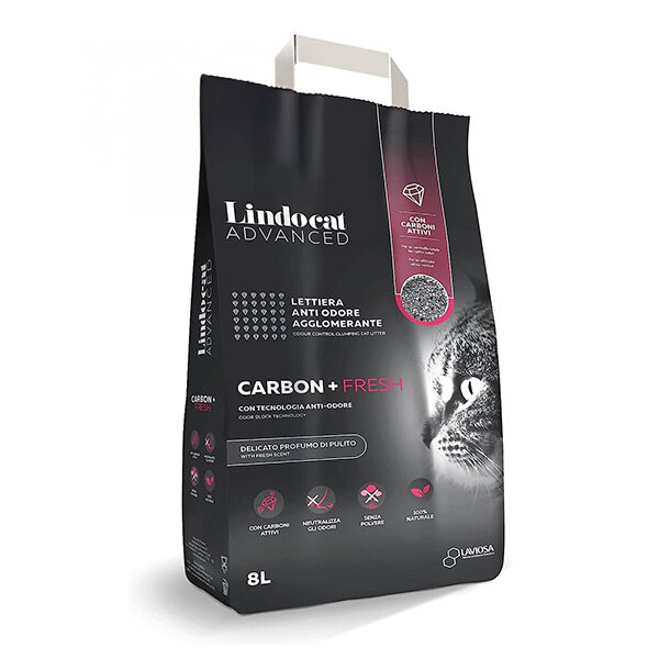 LindoCat Advanced Carbon+ Aktif Karbonlu Ferah Kokulu Kalın Taneli Topaklanan Kedi Kumu 8 L - 2