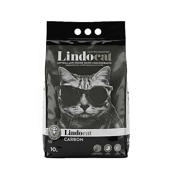 LindoCat Carbon Aktif Karbonlu Ekstra Güçlü Topaklanan Beyaz Bentonit Kedi Kumu 10 L - 1