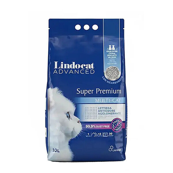 LindoCat Super Premium Multi-Cat Bikarbonatlı Ekstra Güçlü Topaklanan Kedi Kumu 10 L