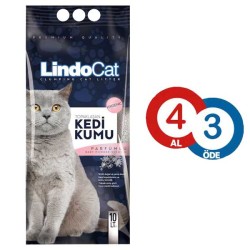 LindoCat Topaklanan Parfümlü Kedi Kumu 10 LT ( 4 AL 3 ÖDE )