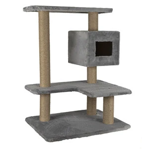 Lion Dream 3 Direkli Kedi Tırmalama Evi Açık Gri