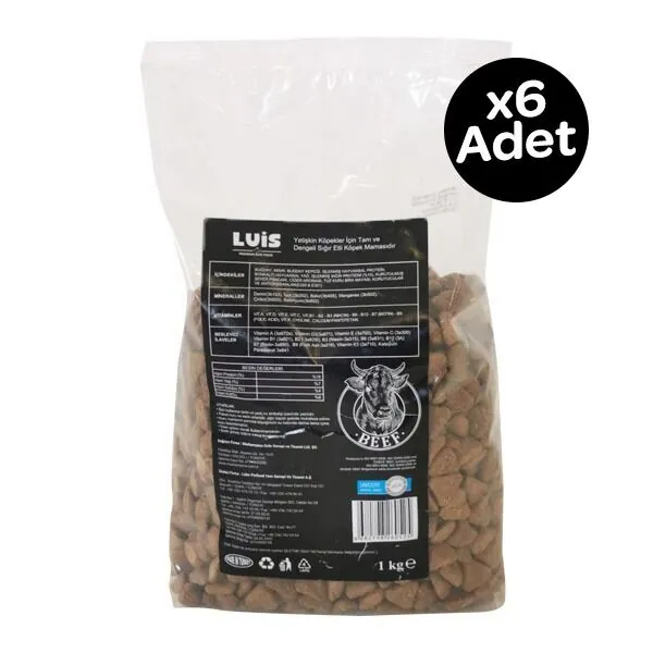 Luis Biftekli Yetişkin Köpek Maması 1 Kg x 6 Adet - 1