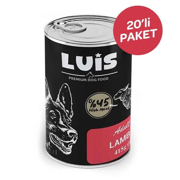 Luis Parça Kuzu Etli Soslu Yetişkin Köpek Konservesi 415 GR x 20 Adet - 1