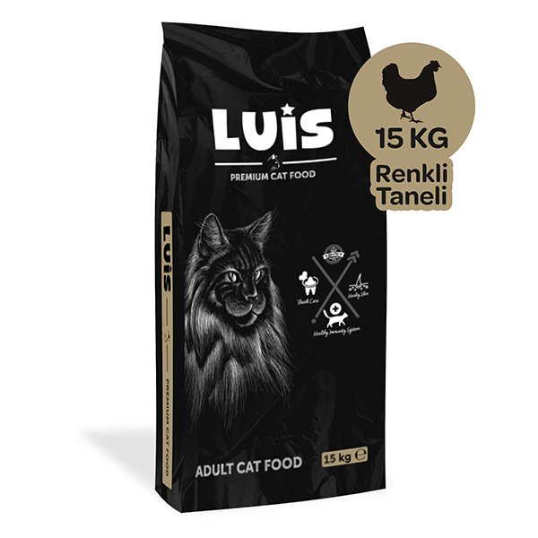 Luis Multicolor Renkli Taneli Tavuklu Yetişkin Kedi Maması 15 Kg - 1