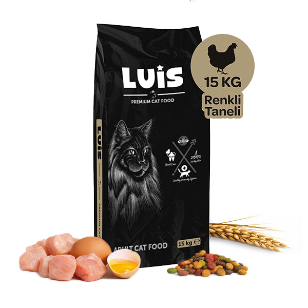 Luis Multicolor Renkli Taneli Tavuklu Yetişkin Kedi Maması 15 Kg - 1