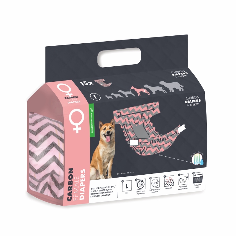 M-Pets Aktif Karbonlu Dişi Köpek Külotu (L) 15'li