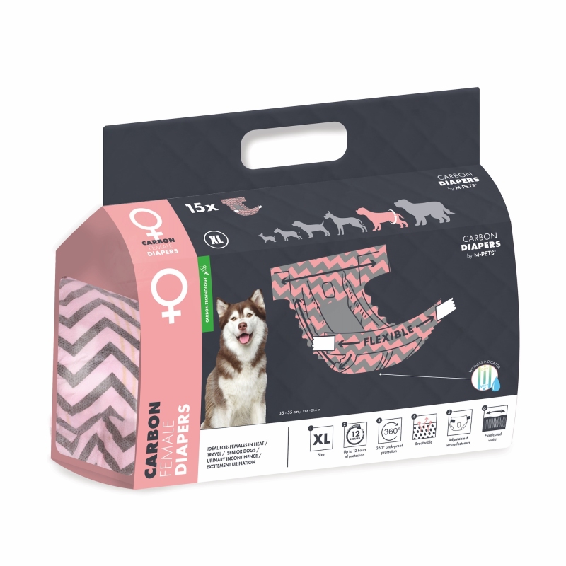 M-Pets Aktif Karbonlu Dişi Köpek Külotu (XL) 15'li
